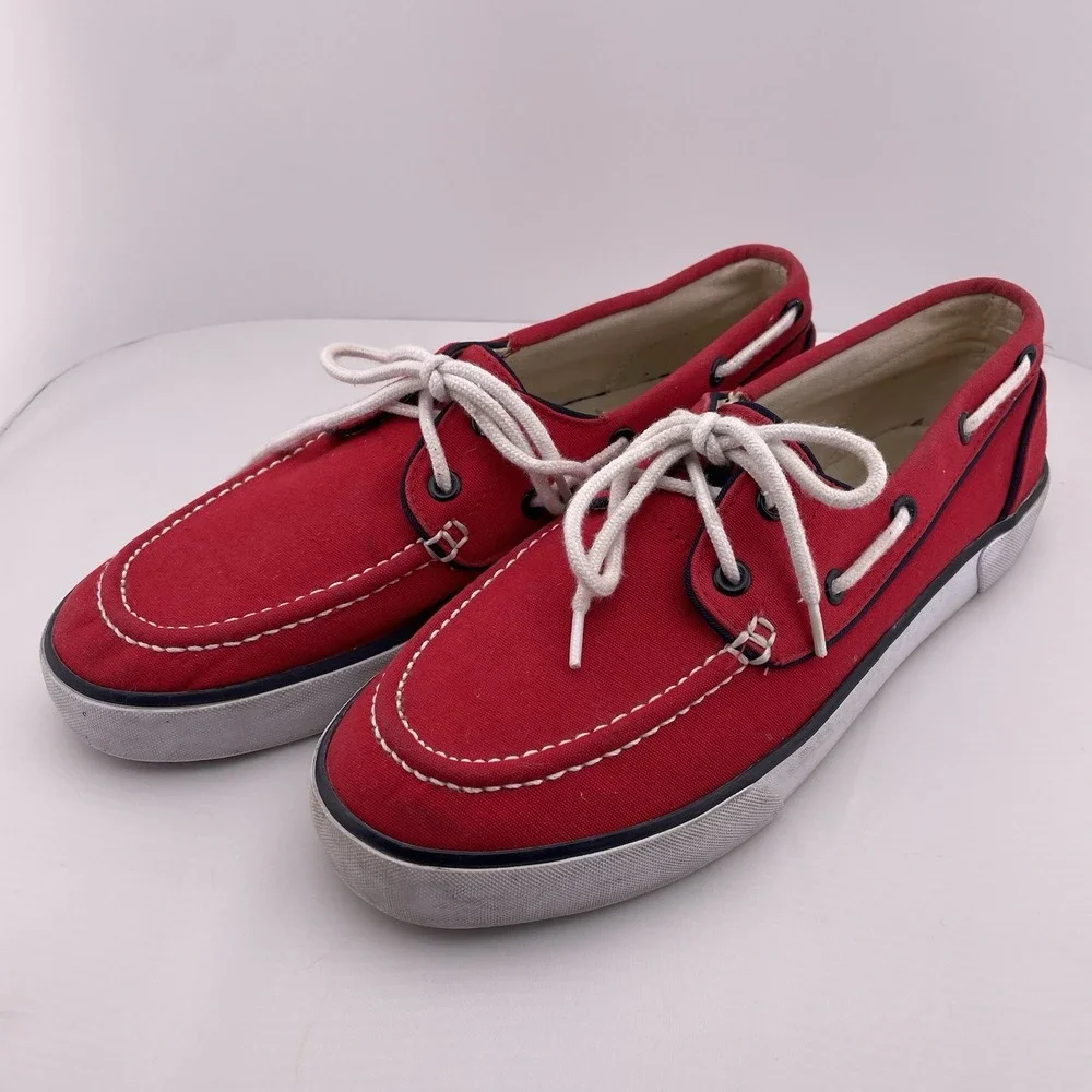 Polo Ralph Lauren Red White & Blue Shoes Size 8 D Canvas Sneakers Boat